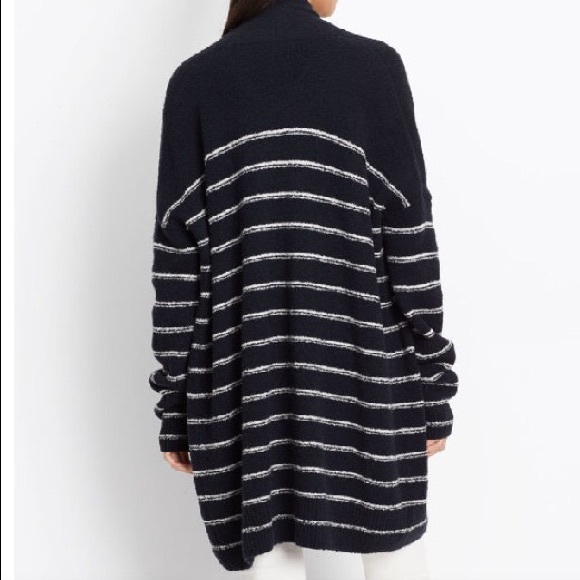 Vince- Merino Wool Plush Striped Cardigan - Picture 4 of 5